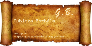 Gubicza Borbála névjegykártya